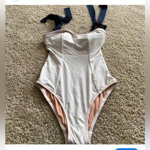 J Crew white and navy One piece swimsuit